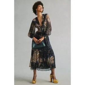 By Anthropologie Smocked V-Neck Maxi Dress